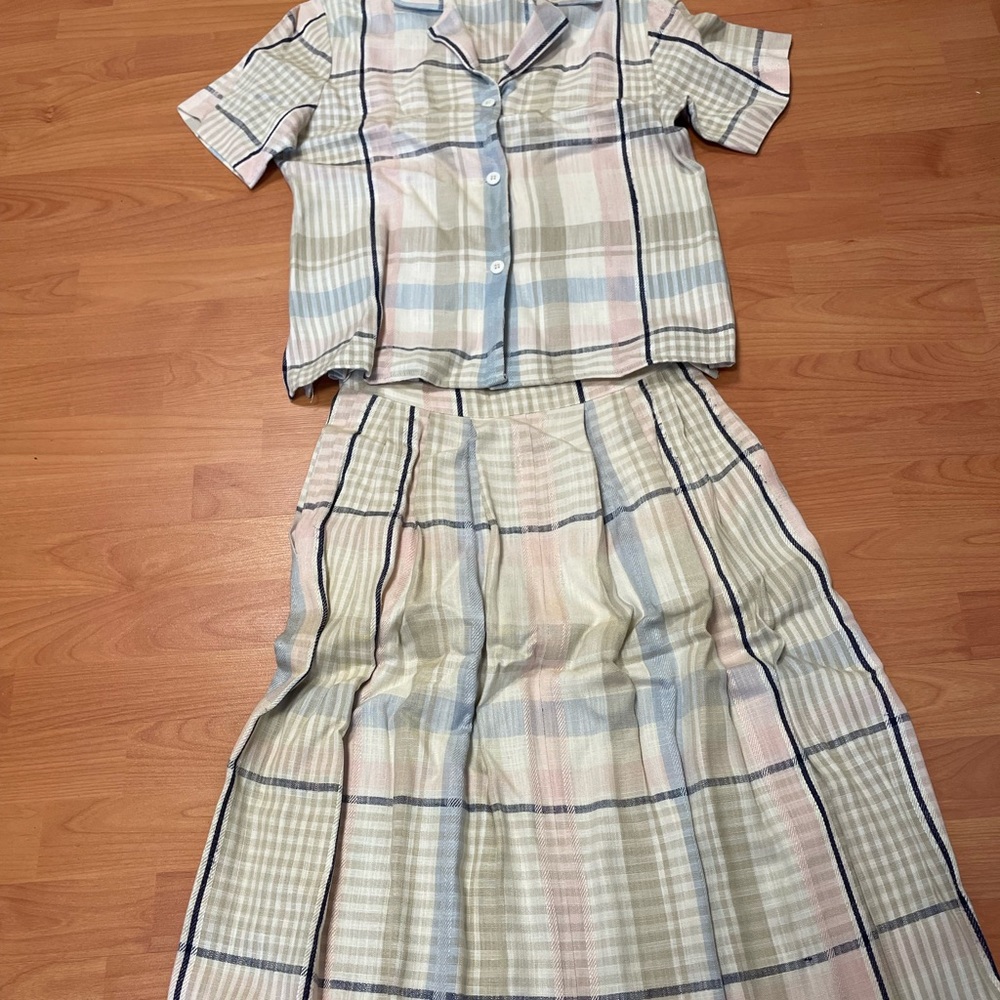 VINTAGE plaid skirt suit